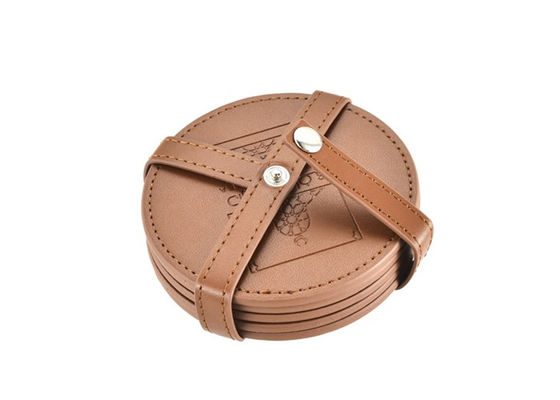 이메가 글라스 라운드 드링크 코스터 벨벳 가죽 티 코스터