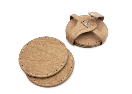 이메가 글라스 라운드 드링크 코스터 벨벳 가죽 티 코스터